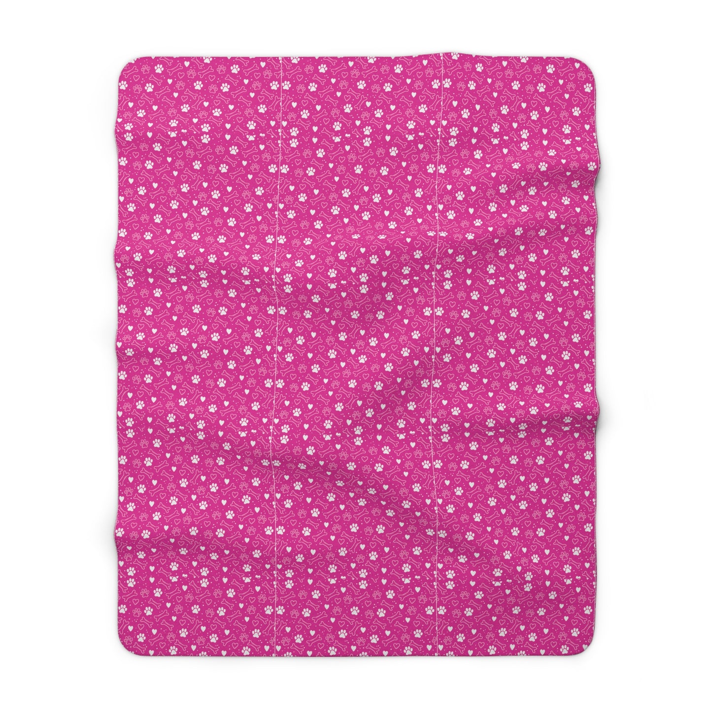 Puppy Paw Print Blanket, Pet Lover Gift, Warm Throw for Home, Christmas Blanket- Pink