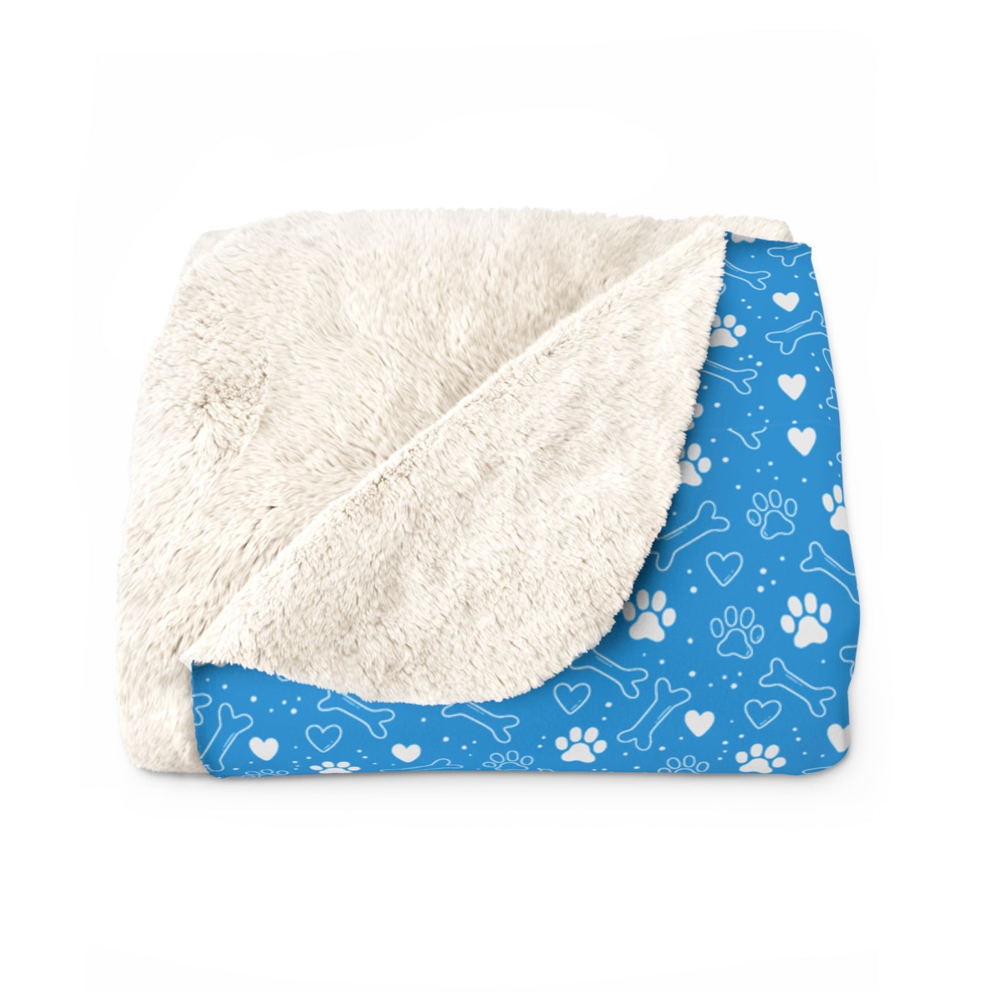 Puppy Paw Print Blanket, Pet Lover Gift, Warm Throw for Home, Christmas Blanket - Blue
