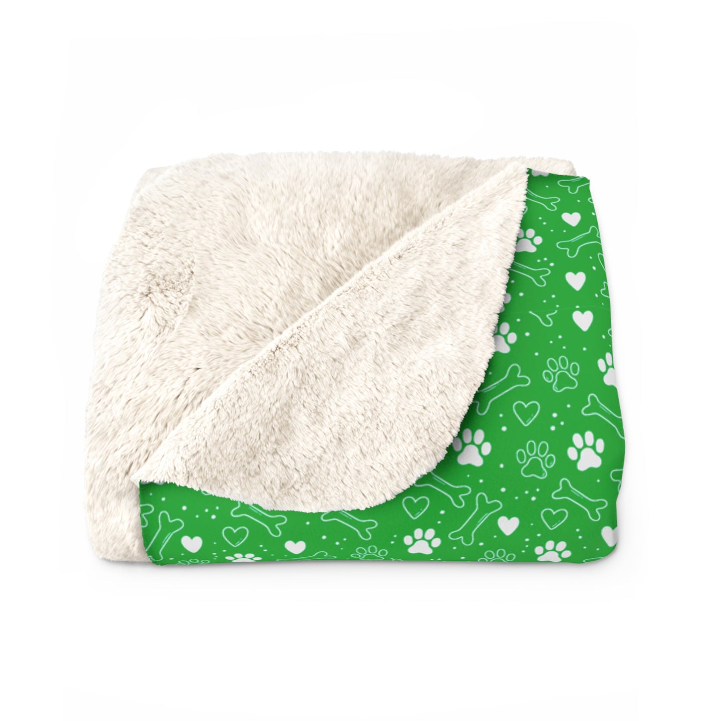 Puppy Paw Print Blanket, Pet Lover Gift, Warm Throw for Home, Dog Blanket, Christmas Blanket- Green